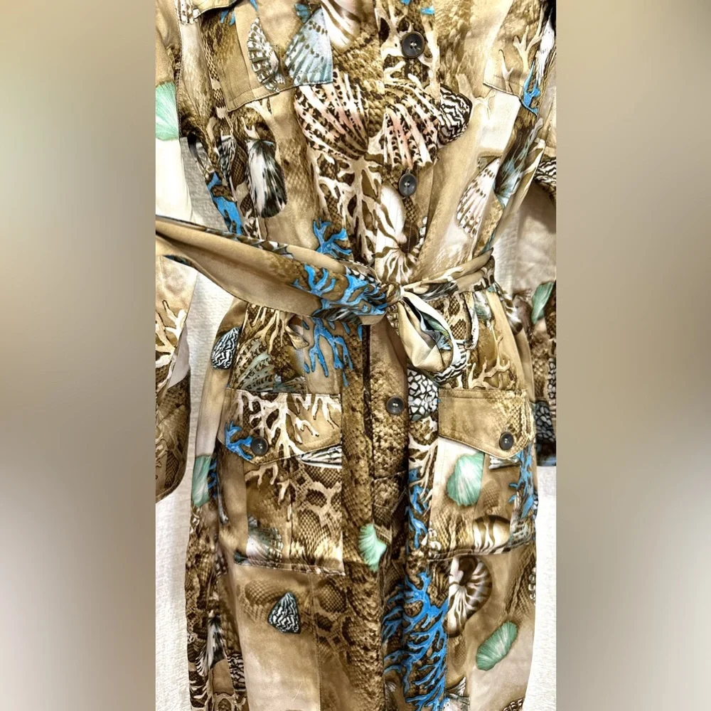 Gorgeous HTF Vintage Cache Shirt Dress NWT 8 M Beach Print Reef Seashell Animal - Picture 11 of 11